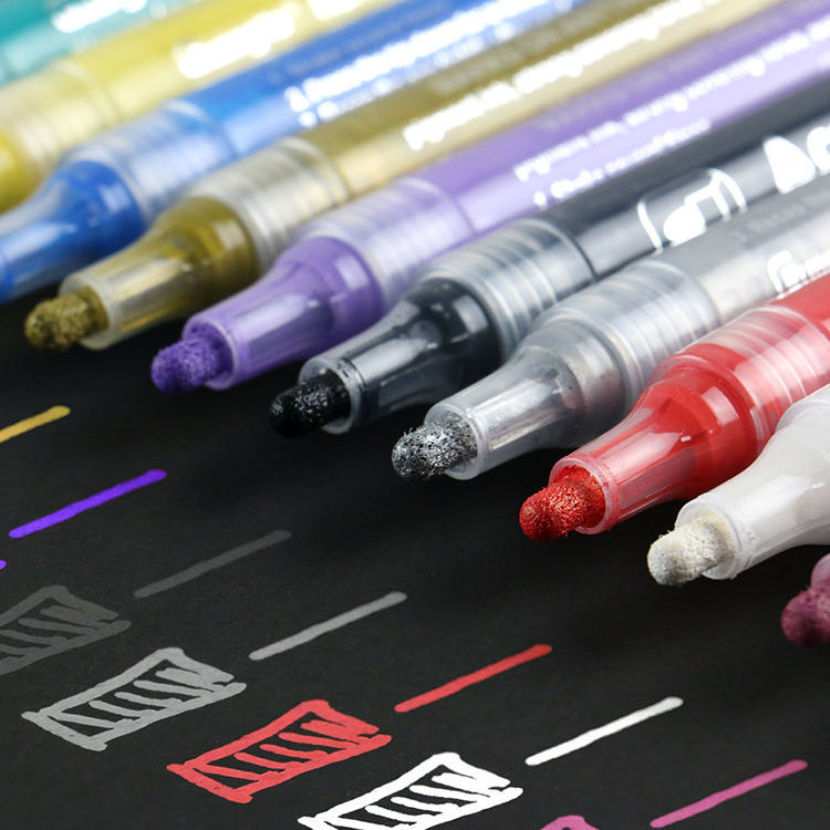 Guangna 1000 acrylic marker pens, body painting, ceramic decoration, DIY photo album, black card, graffiti, water-based paint pen details Picture