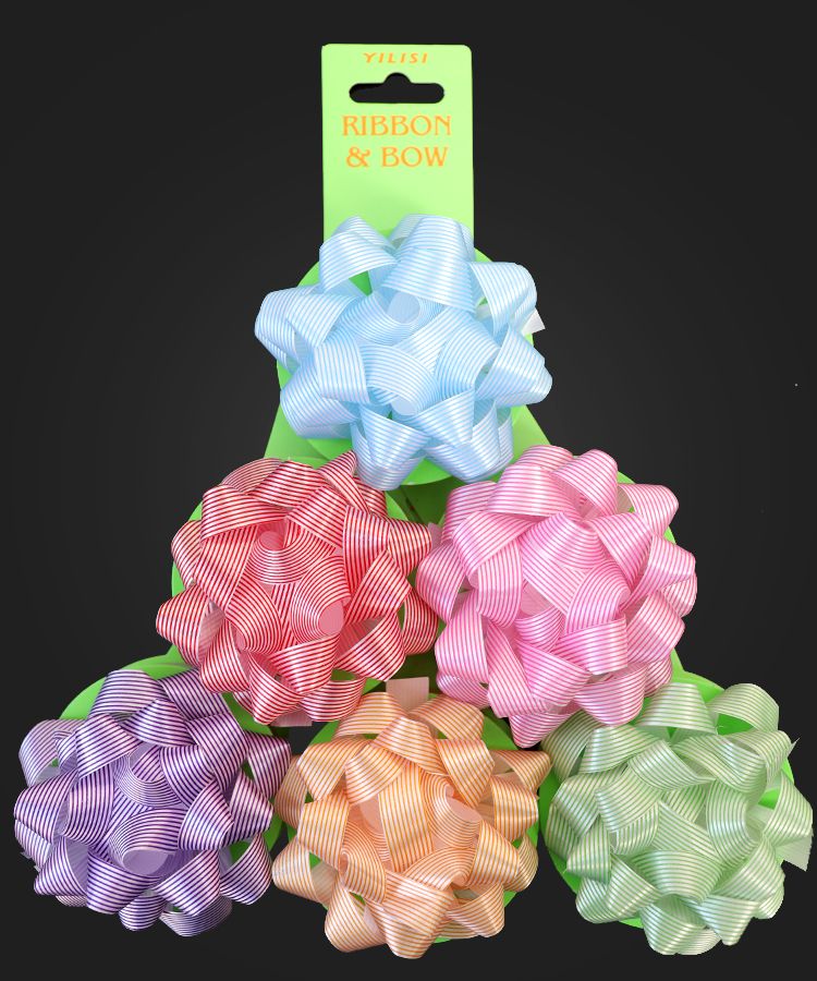 4”星星花+2cm*4M彩带 细横条一花一彩带一挂卡包装