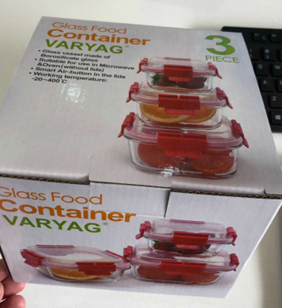 Yiwu Selection Square 3-piece glass tupperware /36438 full figure