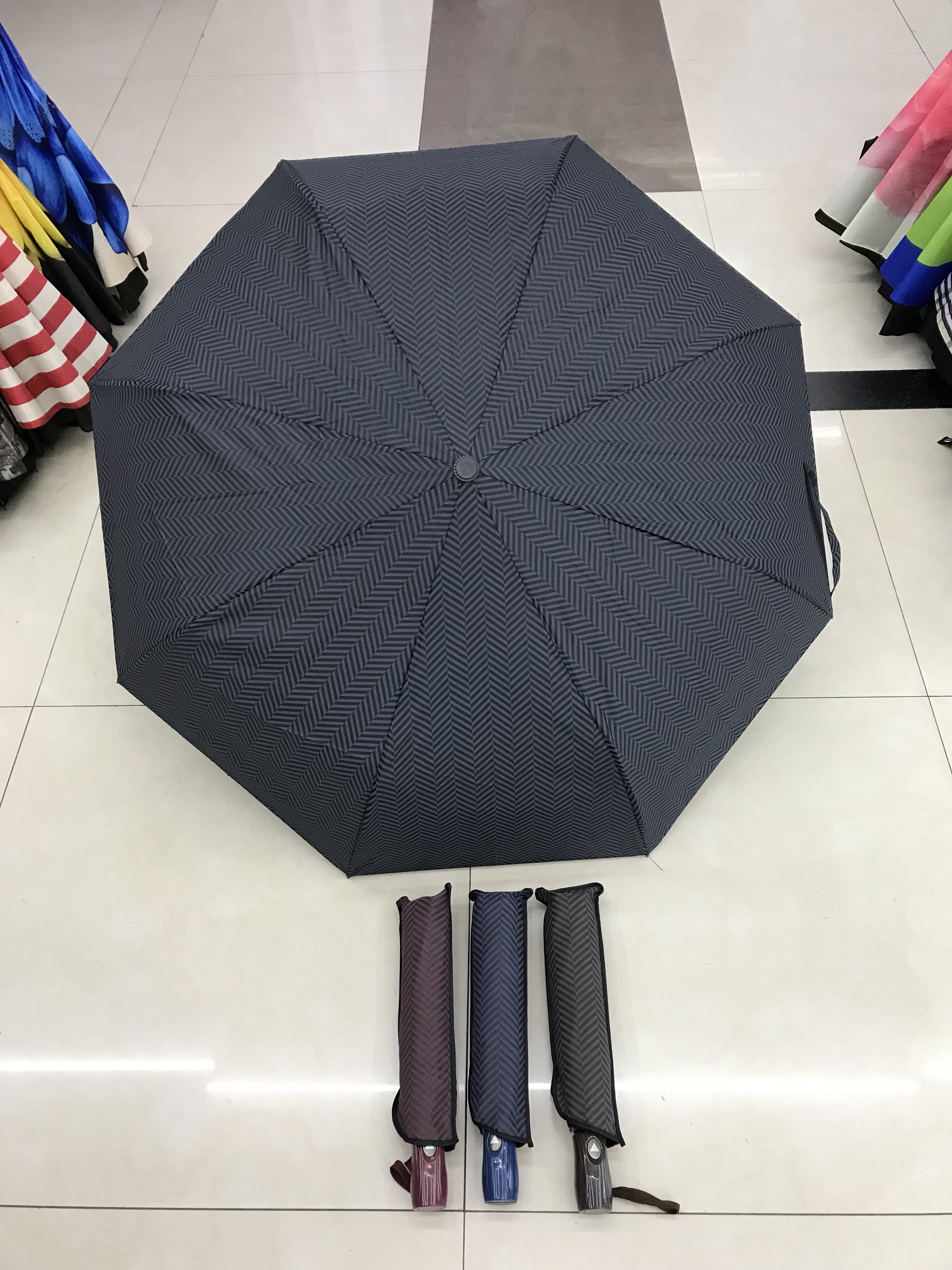 New Three-Fold Automatic Umbrella Men's Business Umbrella Clear Umbrella Shade Rain Uv Protection details Picture