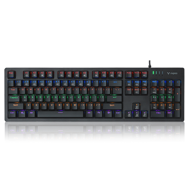 雷柏 V508游戏机械键盘青轴黑轴茶轴红轴混彩RGB背光有线发光吃鸡LOL电竞专用104键台式笔记本办公通用键盘图