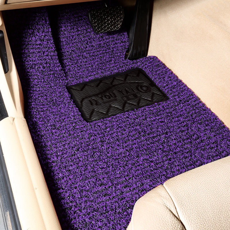 汽车脚垫通用款丝圈脚垫易清洗车垫车用脚踏垫子地毯式可裁剪四季紫色