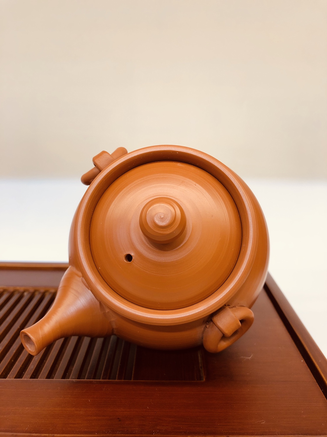 日本常滑烧急须  中州手造 老朱泥手环付手抓宝瓶壶详情图6