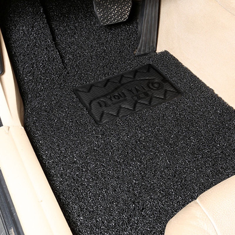 汽车脚垫通用款丝圈脚垫易清洗车垫车用脚踏垫子地毯式可裁剪四季黑色图
