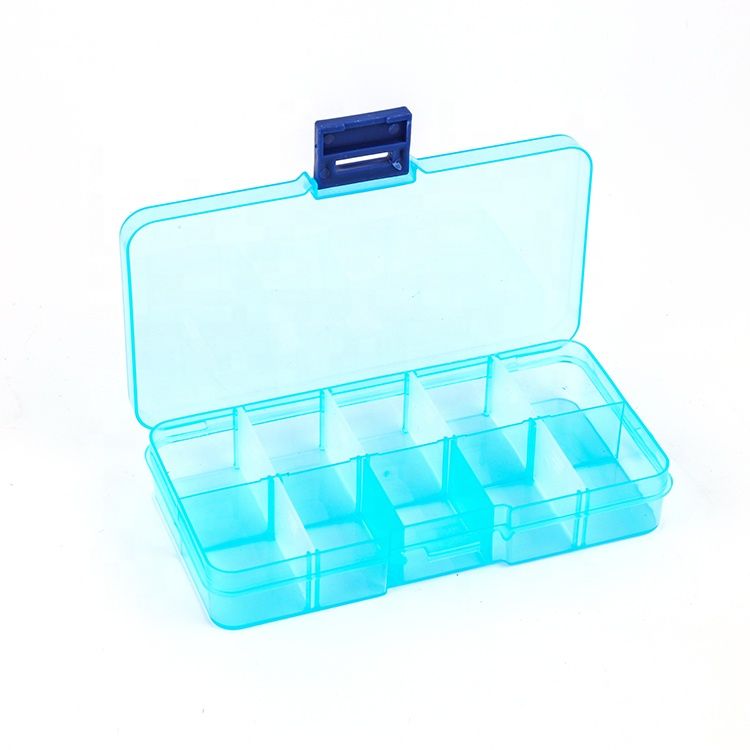 Pequeño 10 compartimentos desmontables caja de almacenamiento de plástico transparente caja de accesorios caja de joyería piezas de pesca caja de almacenamiento Specification image
