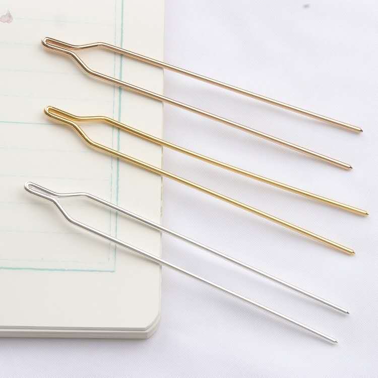 Handcrafted ancient-style hair accessory material: 2×120 color-preserving electroplated pure copper hairpin, U-shaped hair fork xy202 details Picture