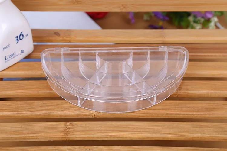 10-compartment transparent semi-circular fan-shaped storage box, PS transparent plastic box, for jewelry, nail art pieces and small accessories storage detail image 4