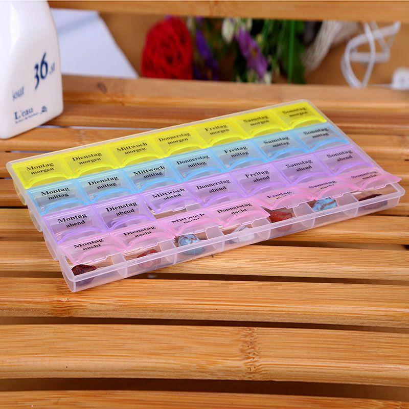 一周4排28格药盒英文 便携式家庭用大容量保健盒详情图1