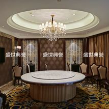 山东济南酒店包厢大理石电动餐桌饭店欧式自动转盘20人餐桌大圆桌