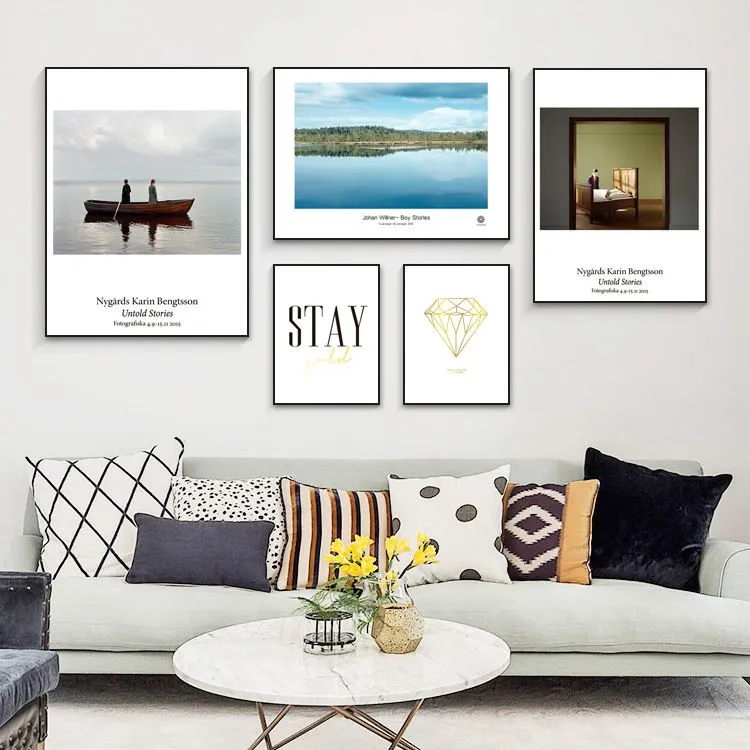Living room decorative paintings, sofa background wall paintings, modern and simple paintings, Nordic-style wall paintings, fresh and clean combination murals detail image 10