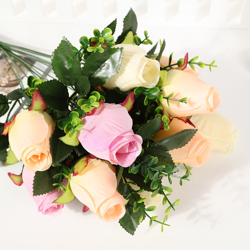 厂价直销仿真花，假花，含苞待放仿真玫瑰花批发定制 家居客厅摆设绢花花束 影楼婚庆道具详情图7