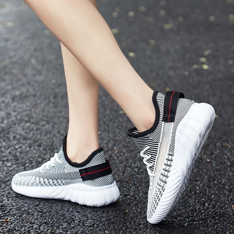 New sports women's shoes, casual sports shoes, fashionable shoes, hollowed-out women's shoes, versatile and comfortable, flying woven shoes, breathable women's single shoes Specification image