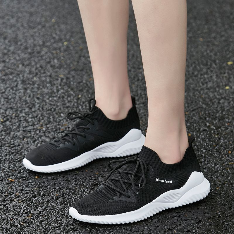 Autumn new women's shoes: Casual sports shoes, fashionable shoes, elastic women's shoes, versatile and comfortable, woven shoes, breathable women's single shoes details Picture