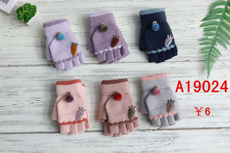 New Wheat Point Knitted Gloves For Women Autumn Winter Ins Cute Warm Thin Wool Five-Finger Tide Gloves A19024