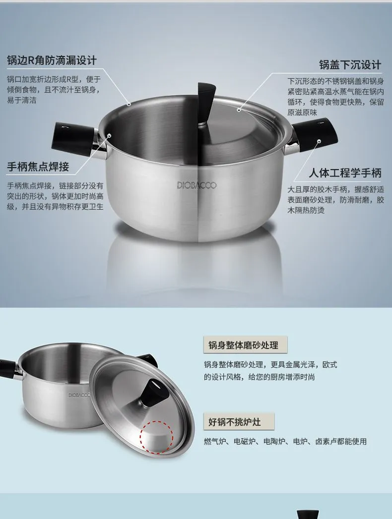DIOBACCO POSSD stainless steel double-ear stew pot 28cm detail image 3