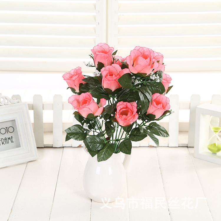 Factory direct sales and wholesale of artificial rose buds, fake flowers, wedding decorations, arch flower arrangements, 10 lovers' buds