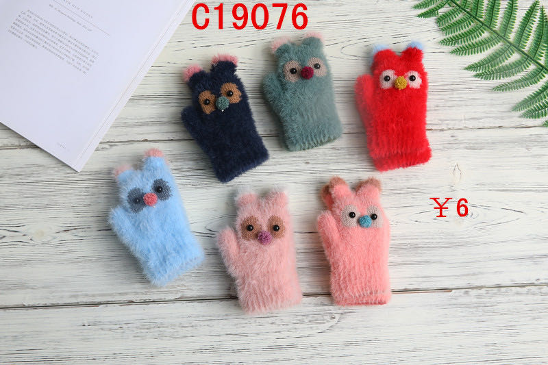 New Wheat Point Knitted Gloves For Women Autumn Winter Ins Cute Warm Thin Wool Five-Finger Tide Gloves C19076