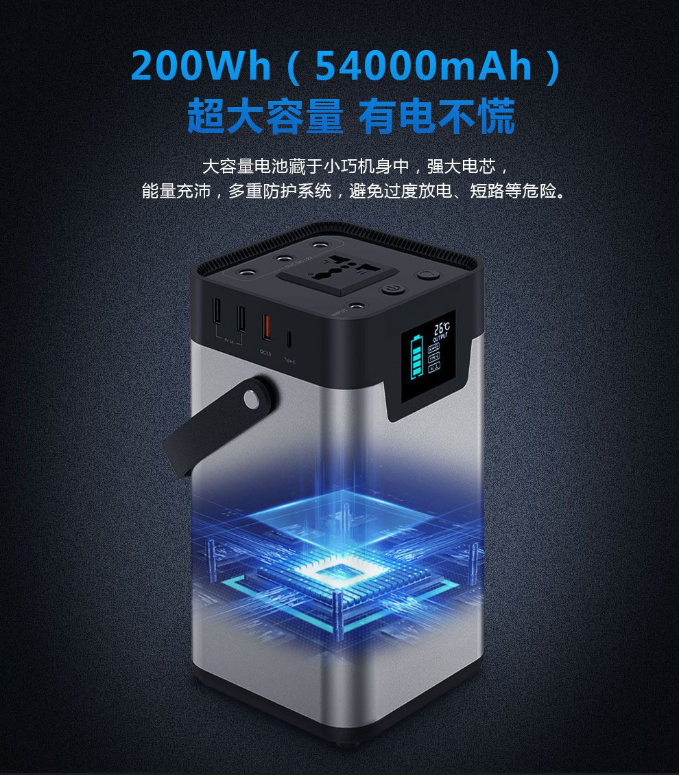 200W便携式储能电源 110V220V户外露营大容量应急电源详情图7