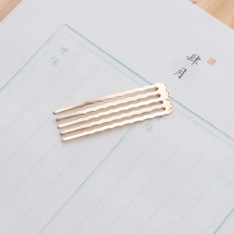 Handcrafted ancient-style hairpin material, comb and flower wrapping accessories, color-preserving electroplated pure copper, extended 5-tooth hair comb Specification image