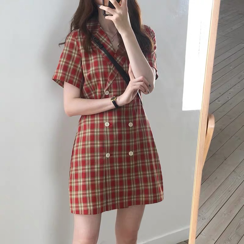 The 2020 new style of bellflower French light mature style, petite and elegant professional plaid suit dress for children in summer details Picture