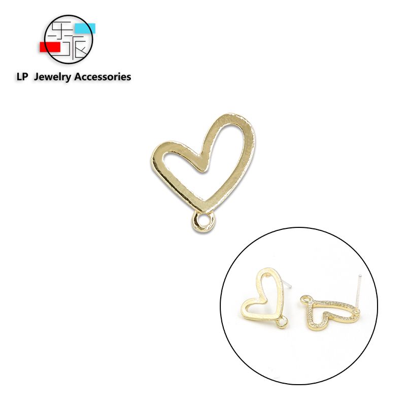 Web celebrity hot style lovely wind hollow out love silver needle earrings DIY DIY earrings material alloy accessories thumbnail