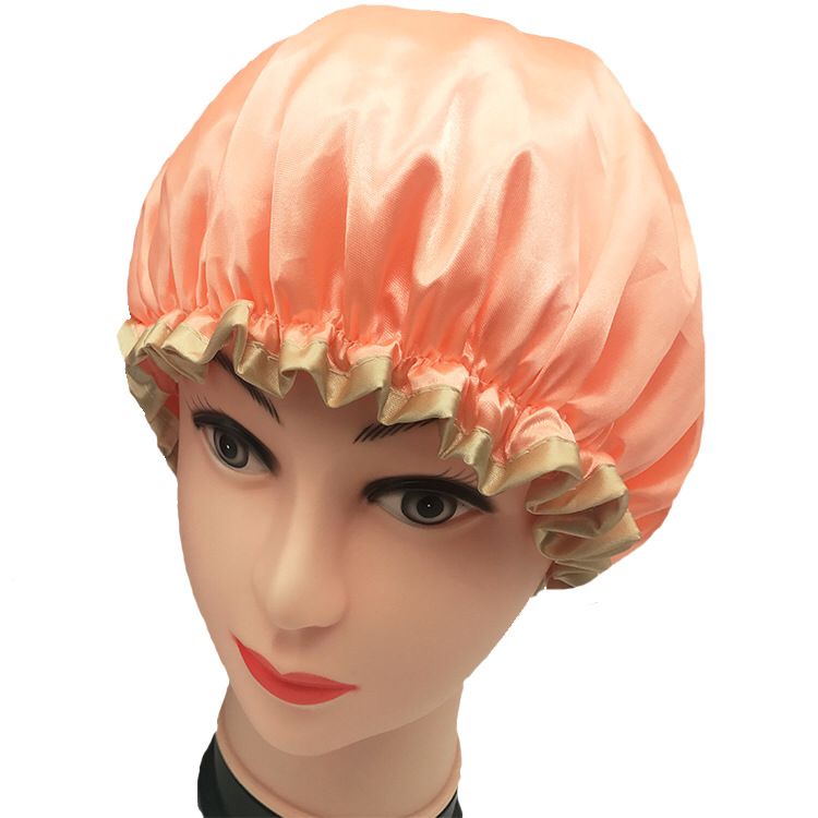 Factory direct sales of large double-layer waterproof shower caps, daily necessities, single-color thickened oil-proof makeup and grooming caps, and bath caps detail image 8