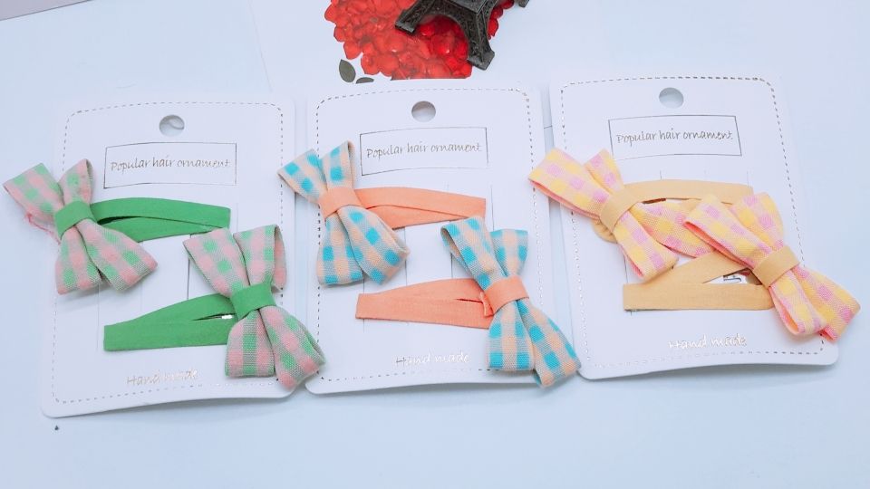New children's BB clip matching set Hair accessories School style matching plaid bow for girls parent-child hair clip full figure