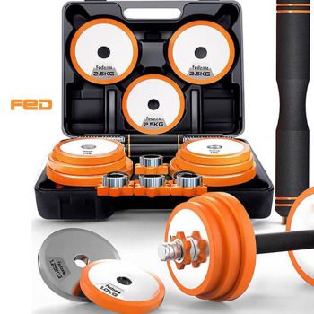 Yiwu Selection steel dumbbell barbell 15KG hardcover box set orange steel dumbbell manufacturers wholesale