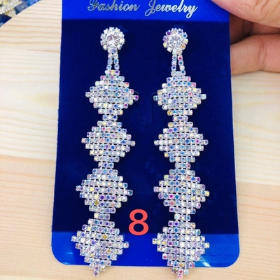 2022 New light luxury fashion online celebrity temperament earrings AB diamond delicate slender exaggerated earrings thumbnail