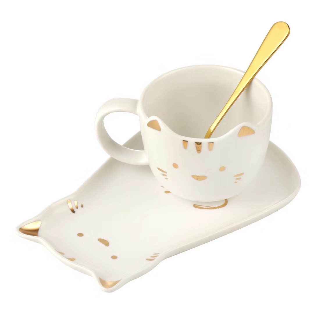 Cute cat coffee cups and plates Item Picture