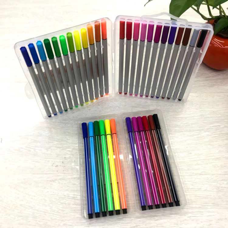 Hard box microporous signature pen 0.4MM needle pen hex tube Color pen 12 colors 24 colors thumbnail