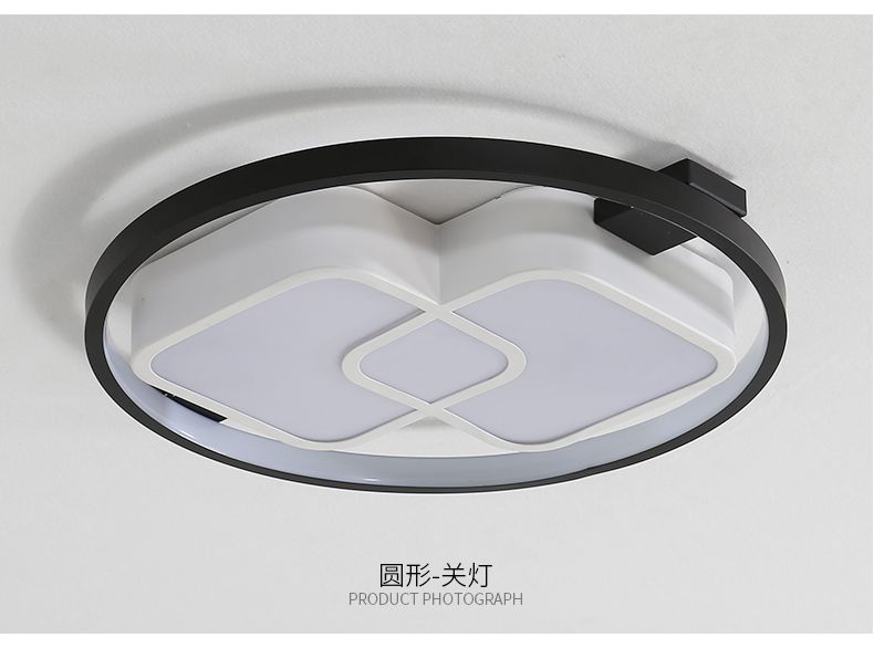 The new antique ironwork + acrylic geometric pattern modern bedroom lamp with stepless dimming circle detail image 2