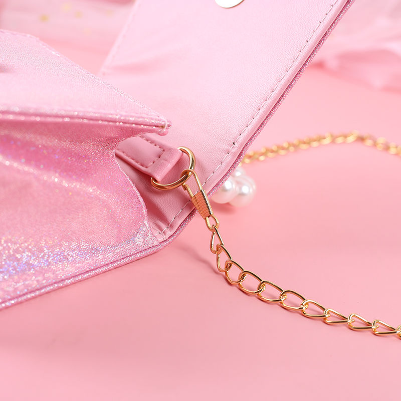 Small Fragrance Children's Silk With Bow 5 Pearl Hand-Held Diagonal Span Fashion Trend Bag 816 Application Scenario