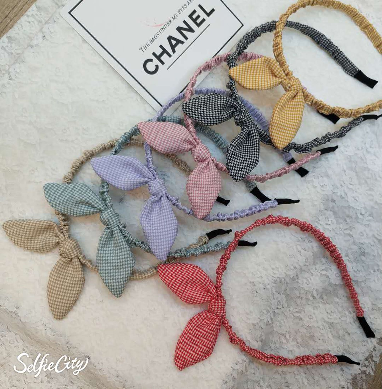 Yiwu Selection 1000-bird lattice fresh small ear headband E252#/103300 full figure
