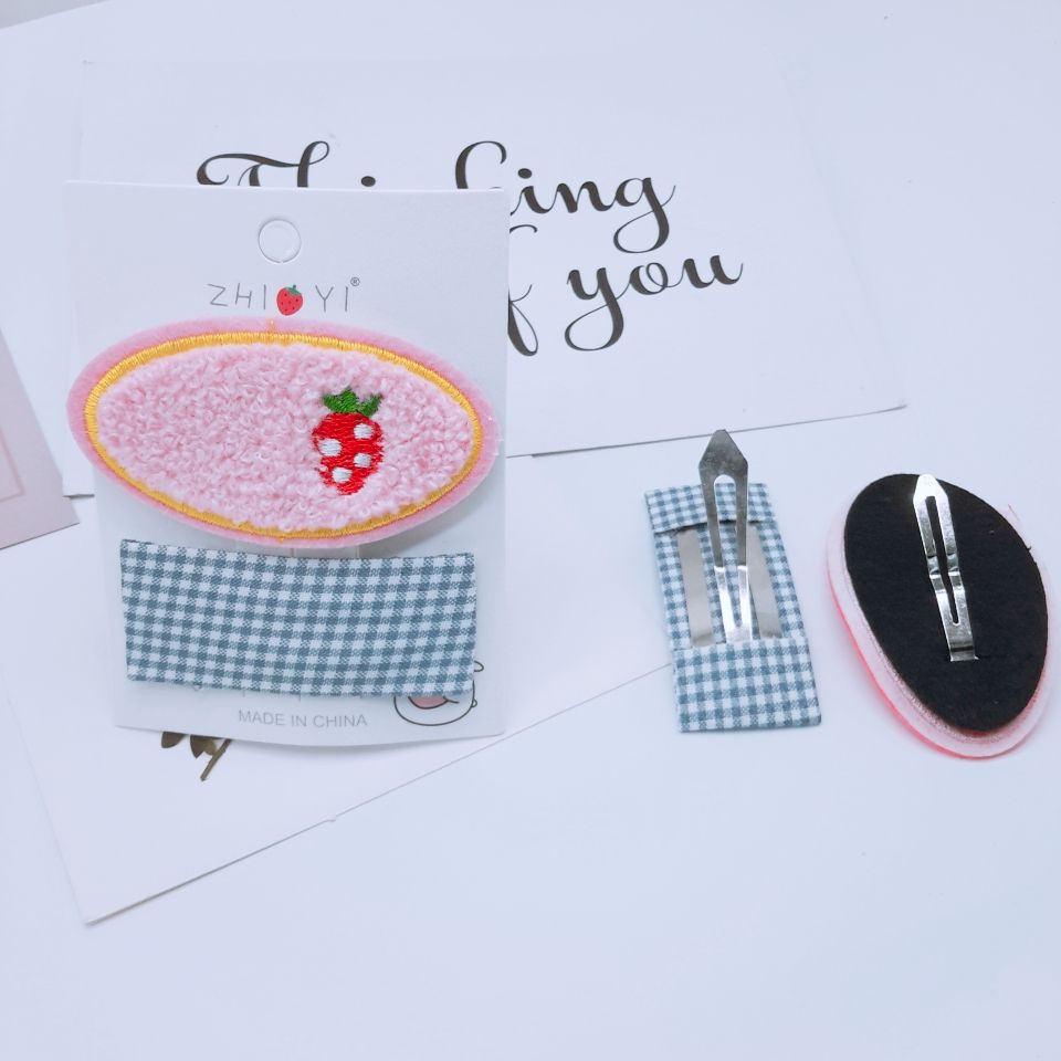 Korean children's embroidered fruit hair clip Sequin BB clip Baby hair clip Girl's bangs clip edge clip Specification drawing