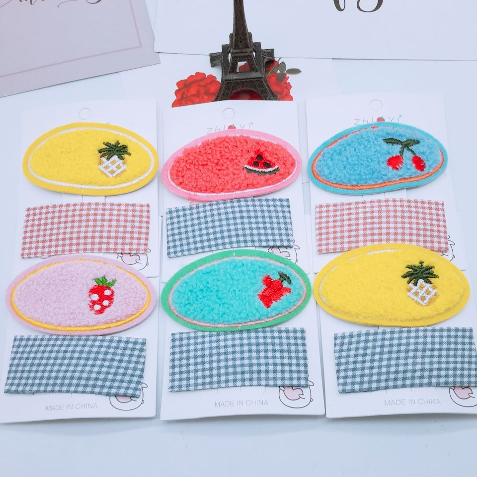 Korean children's embroidered fruit hair clip Sequin BB clip Baby hair clip Girl's bangs clip edge clip full figure