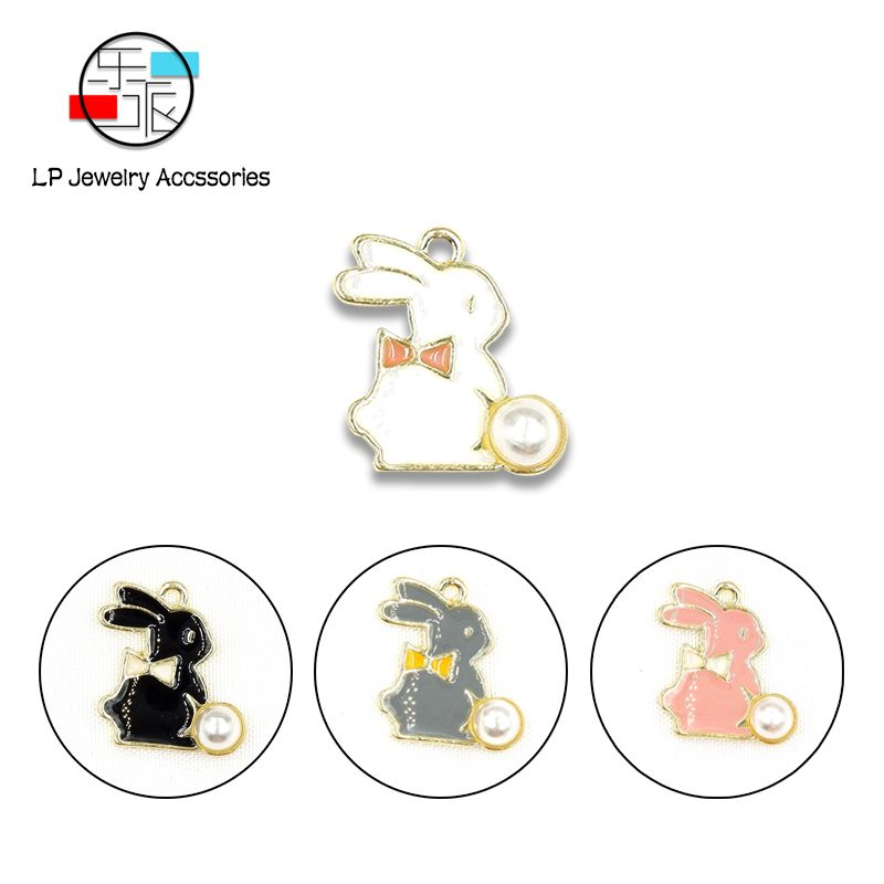 Korean version of cute little rabbit drop oil pendant earrings bracelet alloy accessories DIY manual materials wholesale thumbnail