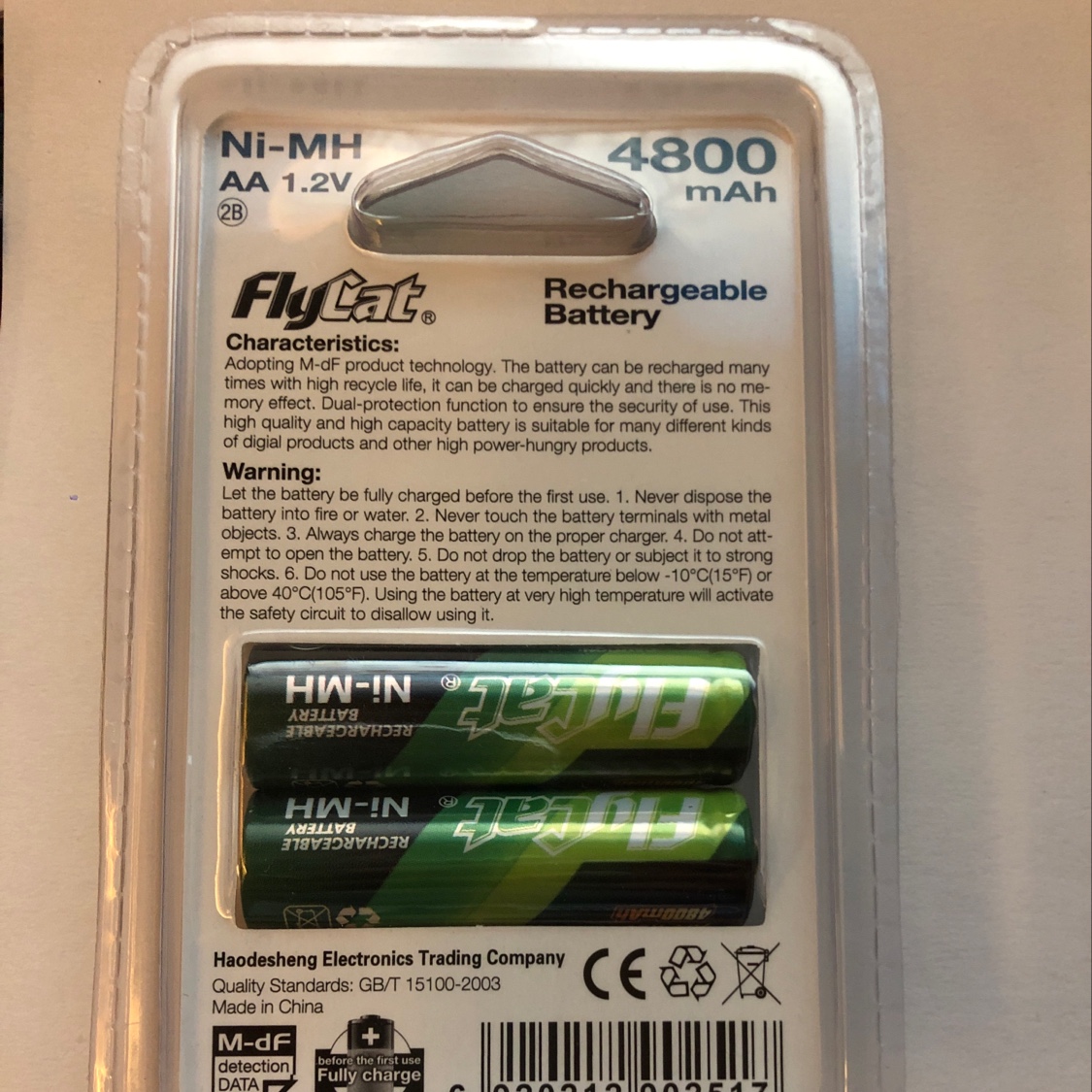 flycat5 rechargeable battery Specification image