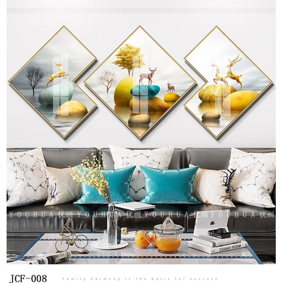 Excellent Painting Brand Modern Light Luxury Style Diamond-Shaped Irregular Restaurant Painting, Sofa Background Painting