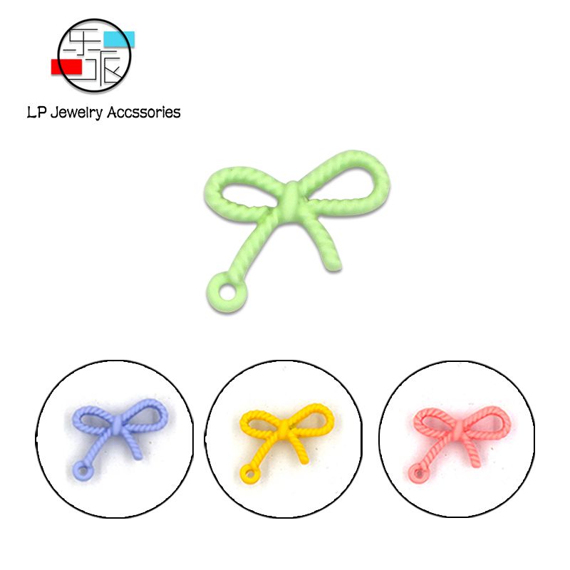 Cute wind color rubber bow silver needle earrings DIY DIY earrings material alloy accessories thumbnail