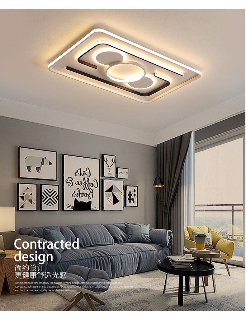 The new creative design of the ancient ironwork modern lamp, ceiling lamp, modern bedroom lamp, with stepless dimming, is rectangular and large