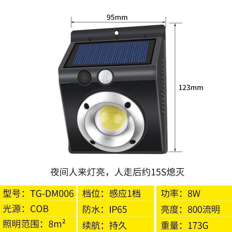 双头太阳能壁灯 人体感应COB户外防水花园别墅路灯庭院太阳能灯细节图