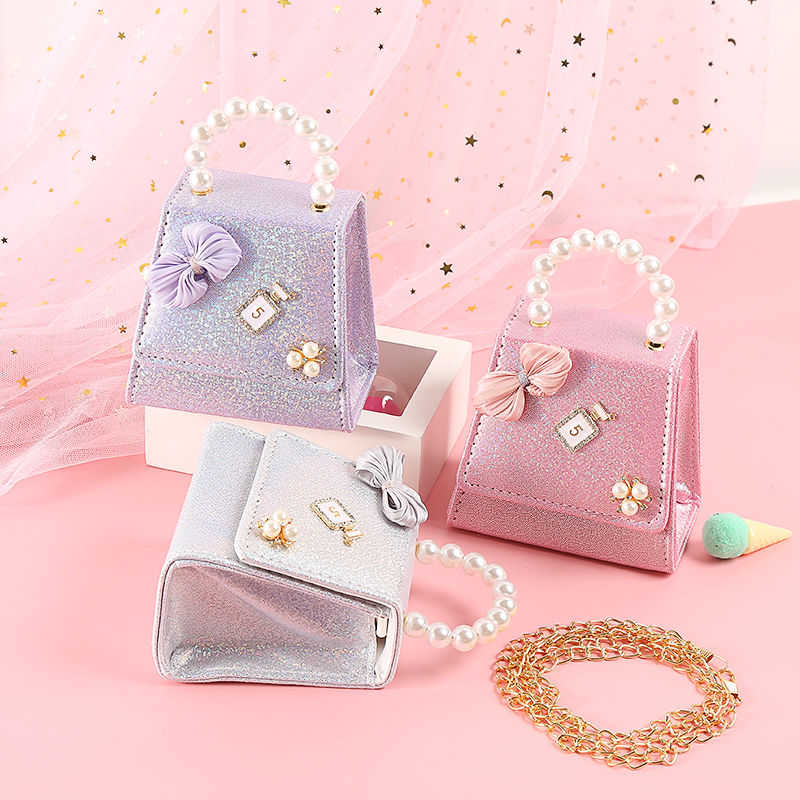Small Fragrance Children's Silk With Bow 5 Pearl Hand-Held Diagonal Span Fashion Trend Bag 816 undefined