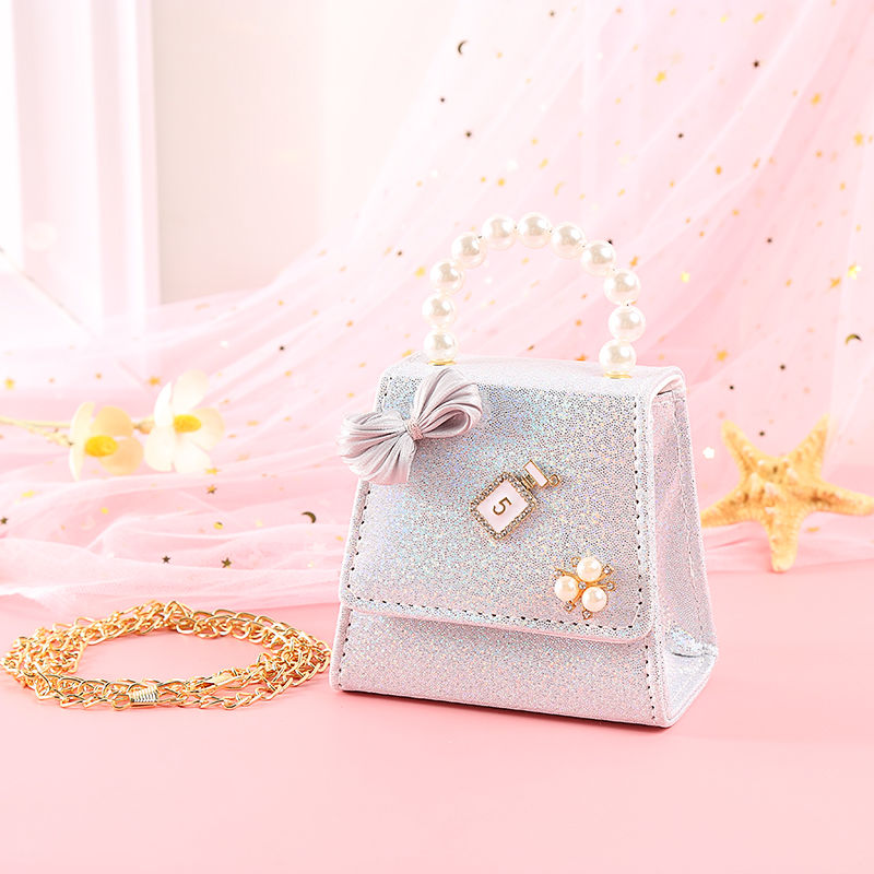 Small Fragrance Children's Silk With Bow 5 Pearl Hand-Held Diagonal Span Fashion Trend Bag 816 undefined