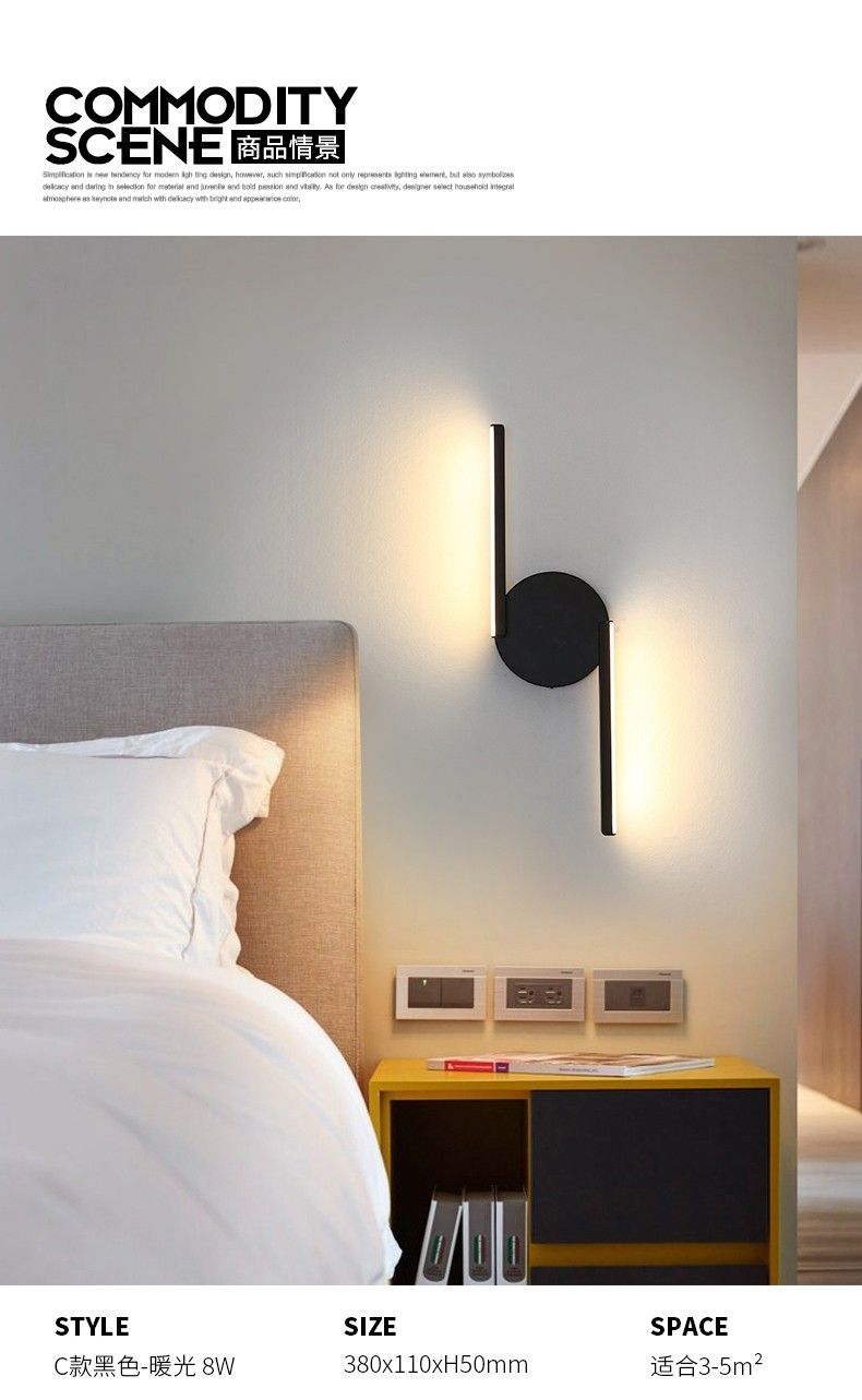 New ironwork design modern style wall lamp, simple design wall lamp C model black detail image 1