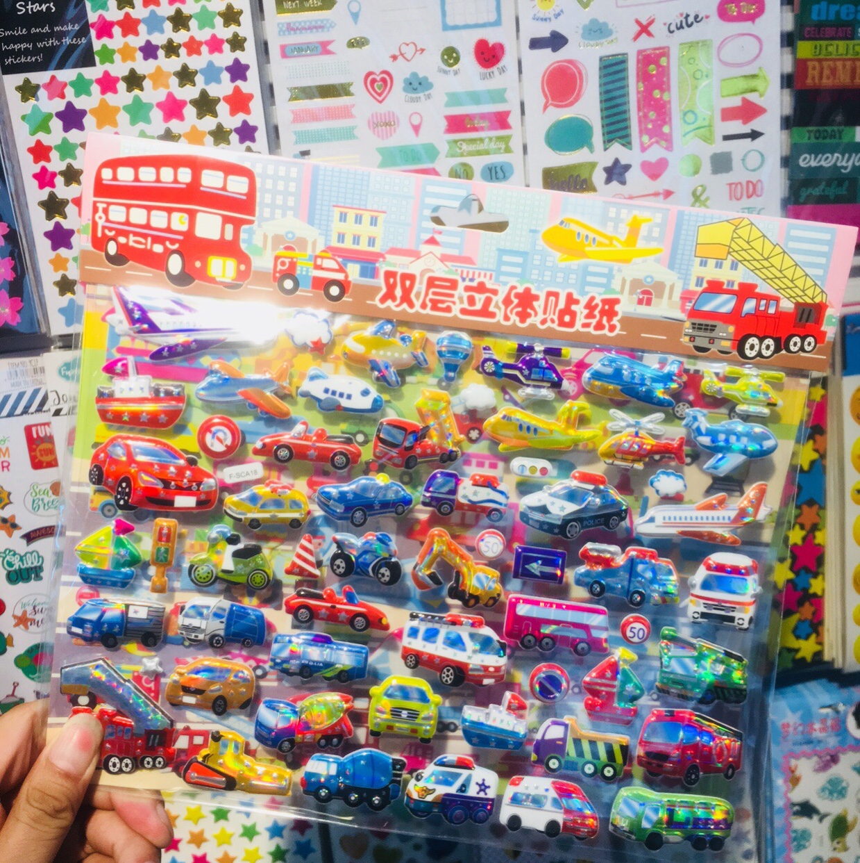 Double-decker stereo sticker Cartoon Princess bubble sticker boy pasted paper engineering car