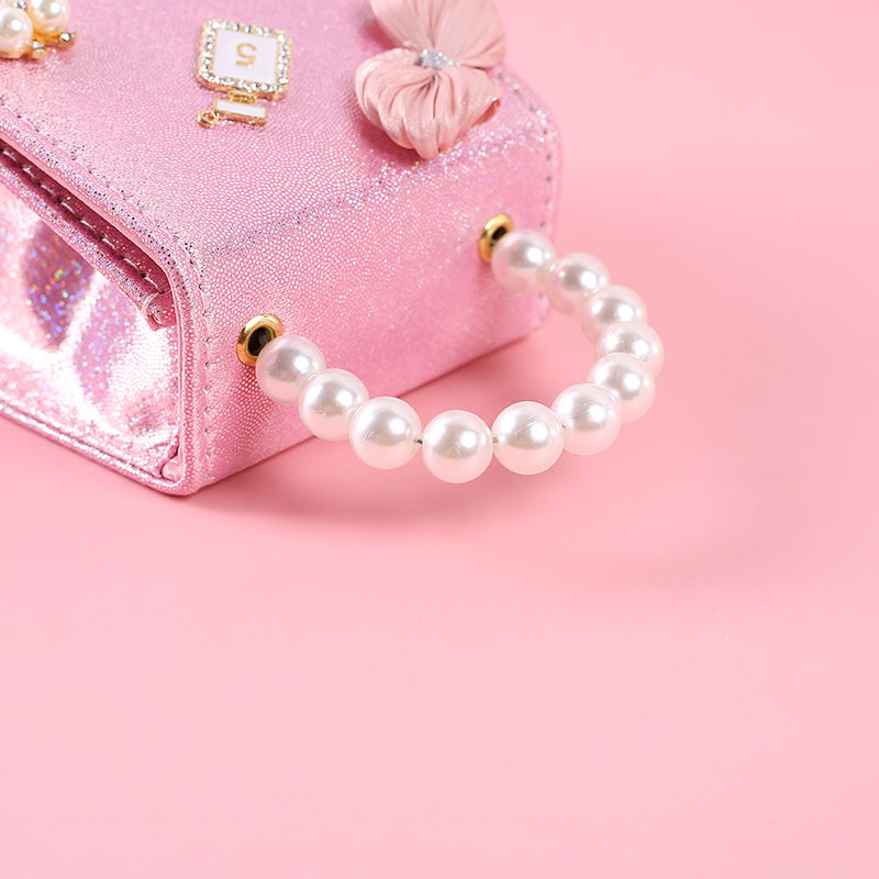 Small Fragrance Children's Silk With Bow 5 Pearl Hand-Held Diagonal Span Fashion Trend Bag 816 details Picture