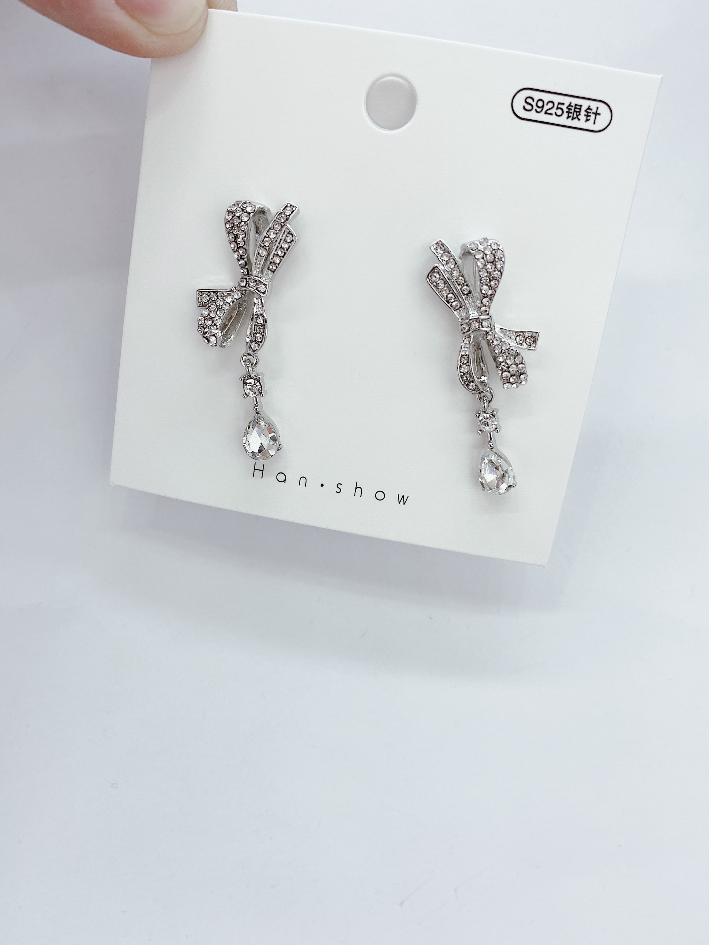 Silver Needle Bow Earrings undefined