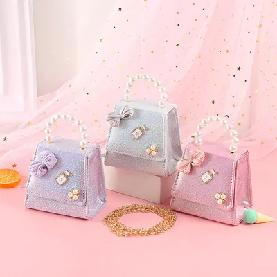Small Fragrance Children's Silk With Bow 5 Pearl Hand-Held Diagonal Span Fashion Trend Bag 816
