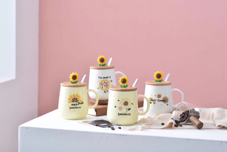 Sunflower ceramic cup